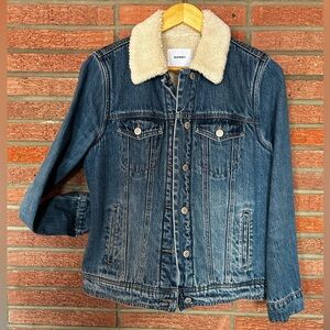 Old Navy Classic Blue Jean Shearling Jacket